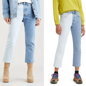 Levi's 501 Selvedge Two-Tone High Rise Cropped Jeans NWT Size 28